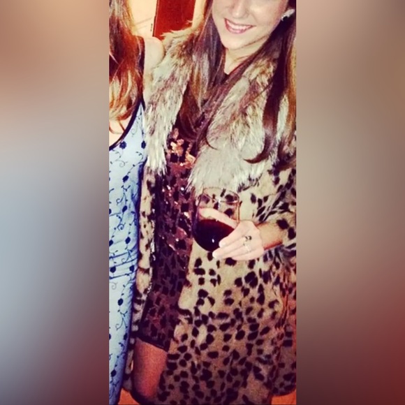 Leopard Print Rabbit Fur 3/4 Length Jacket - Picture 6 of 6